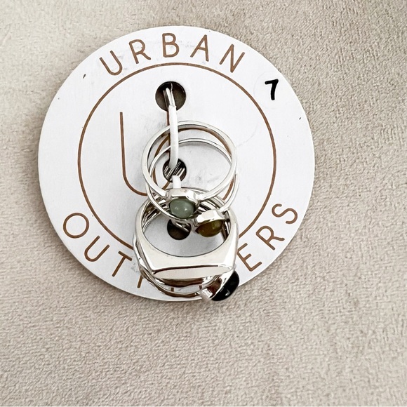 NWT Urban Outfitters Silver Stone Stack Ring Set, Size 7 - Picture 1 of 3